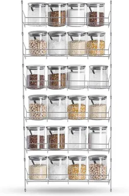 Image de Support à épices chromé à 6 étagères pour placard de cuisine