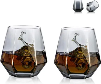 Image de Diamond Whisky Glasses Set de 2 pour hommes femmes 300ml verre à scotch