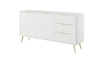 Produktbild von Kommode: 3 Schubladen, 2 Türen, Weiß, 163,2 x 38 x 81,2 cm