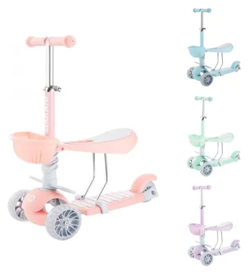Produktbild von Makani Kinderroller BonBon 3 in 1, Dreirad, LED-Vorderräder, höhenverstellbar rosa