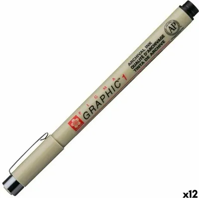 Produktbild von Filzstifte Talens Sakura PIGMA GRAPHIC 1 Schwarz (12 Stück)