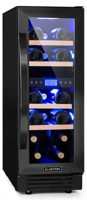 Image de Klarstein Cave a Vin Encastrable, Caves à Vin de 53L avec une Porte en Verre, Cave a Vins à Double Zone, Bar Intérieur/Extérieur, Frigo Vin, Cave a Vin de Vieillissement, Cave à Vin 17 Bouteilles