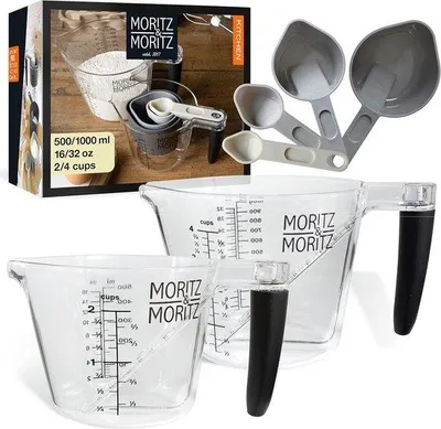 Produktbild von Famanu Messbecher Set mit Maßlöffeln - 500 ml und 1 l, spülmaschinenfest