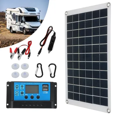 Obrázek produktu pro Sada solárního modulu 20 W, monokrystalický solární panel, vysoce účinný fotovoltaický modul pro domy, kempování a karavany