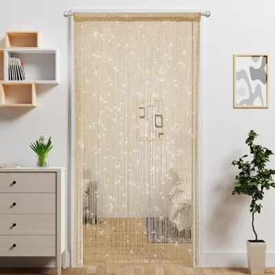 Immagine prodotto di Tenda a filo con perline, trasparente e decorata con paillettes, dimensioni 90x200 cm, ideale per porte e finestre