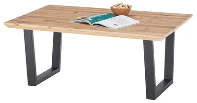Produktbild von home24 Couchtisch - Eiche massiv / Metall - Eiche / Schwarz