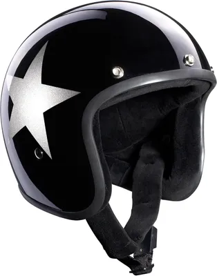 Produktbild von Bandit Jet Star Black Jethelm in Schwarz/Silber, Größe L (59/60)