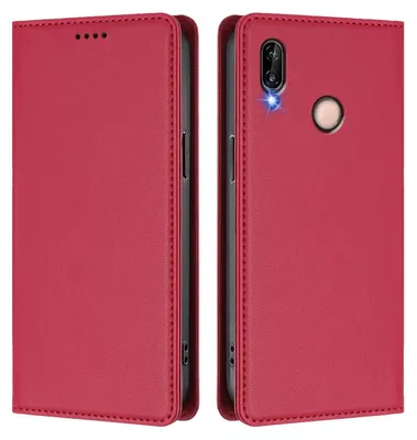 Obrázek produktu pro Kožené pouzdro pro Huawei P20 Lite, magnetické flipové pouzdro zPolyuretankůže se stojánkem Červená