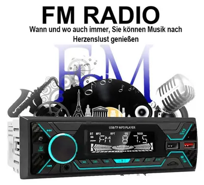 Produktbild von Autoradio 1 DIN mit Bluetooth Freisprecheinrichtung Fernbedienung USB SD Karte AUX FM Radio MP3 Player 4 x 60 Watt Mikrofon Equalizer für Kfz Einbau 12V