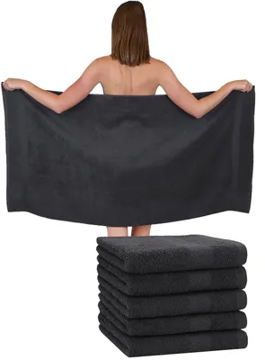 Produktbild von Betz 6 Stück Duschtücher 70 x 140 cm PREMIUM 100% Baumwolle Liegetuch Strandtuch   Farbe: graphit