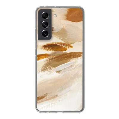 Produktbild von MuchoWow® Handyhülle Schutzhülle Hülle für Samsung Galaxy S21 FE Farbe - Beige - Weiß Silikon Softcase Handy Hülle - Mobiltelefonhülle