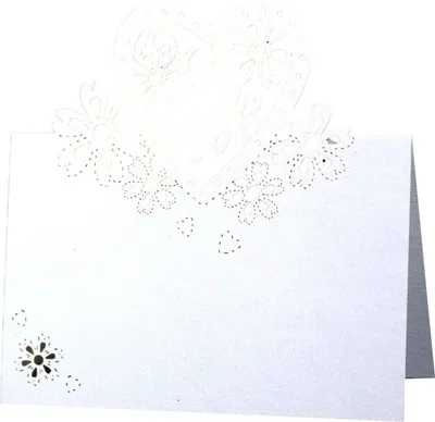 Image de 50 Packs de Cartes de Table 3D en forme de Cœur, Cartes de Table Coupées au Laser, Cartes de Table Noms Alimentaires, Cartes de Table Réception