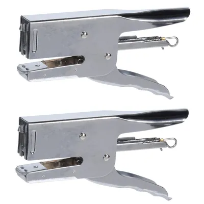 Produktbild von 2x Heftgerät Metall für 24/6 Heftklammern Heftzange Tacker Bürotacker Blatt Handhefter