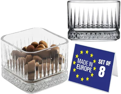Productafbeelding van Omgoods - Premium Vierkante Glazen Schalen, Set van 8 - 235 ml, Levensmiddelen Veilige Dessertschaal