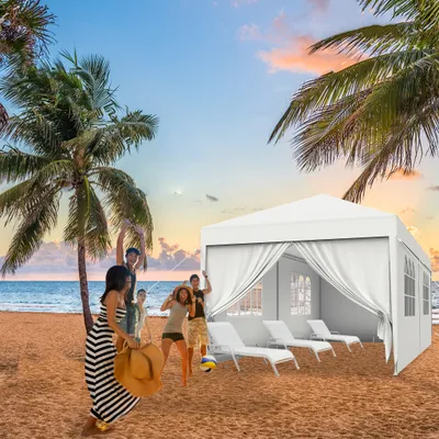 Produktbild von ACXIN Pavillon 3x6m Wasserdicht - Partyzelt Gartenpavillon mit 6 Seitenwänden Camping Festpavillon für Garten, Party, Hochzeit, Weiß