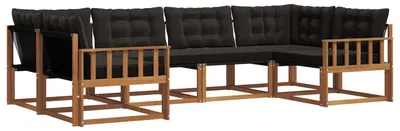 Immagine prodotto di vidaXL Set divani da esterno con cuscini 6 pezzi Naturale e Nero