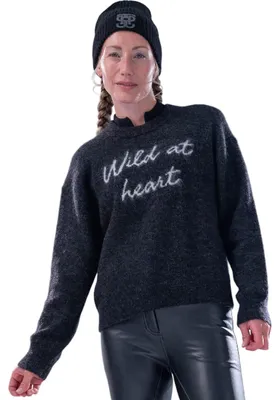 Produktbild von PS of Sweden Pullover Damen Quote Mohair Mix Sweater Holiday 2024 Strickpullover Dark Grey melange XL