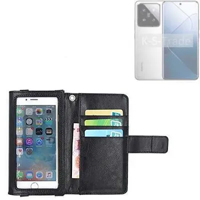 Produktbild von K-S-Trade Handy Hülle Schutz Hülle Kompatibel mit Xiaomi 14 Case mit Displayschutz / Schutzfolie Flip Cover Wallet case Etui Hülle schwarz