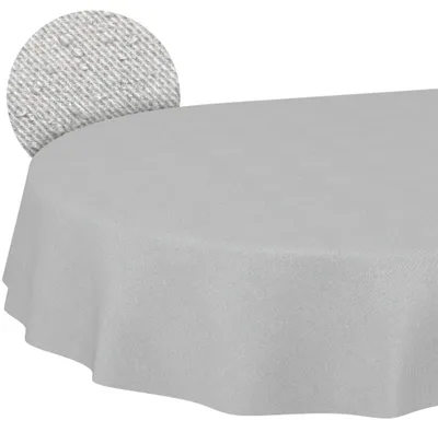 Tischdecke 140x220cm Oval Hellgrau DanceDirty abwaschbar Leinenoptik wetterfest Falschuni, Hauptbild