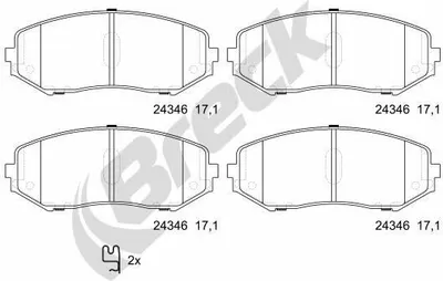 Produktbild von BRECK Bremsbeläge Satz Vorne Bremsklötze für SUZUKI Grand Vitara II SUV (JT, TE, TD) 24346 00 701 00