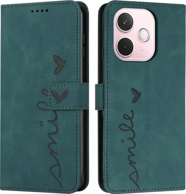 Produktbild von OPPO A5 Pro 5G Hülle - Coverup Smile Klapphülle - Grün