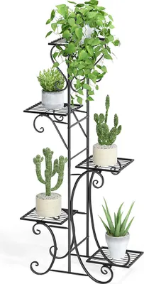 Image de Porte-fleurs Étagère à plantes avec 5 étagères, charge maximale 50 kg, métal 107*22*57