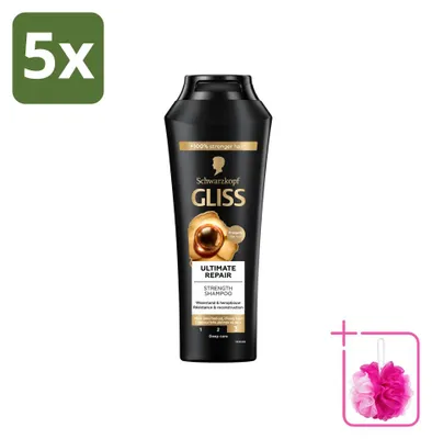 Obrázok produktu pre 5 x Šampon Gliss Ultimate Repair – pre intenzívnu regeneráciu vlasov – 250 ml – výhodný balík – 5 kusov
