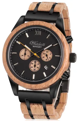 Produktbild von Waidzeit WH01 Whisky Uhr Herrenuhr Holz Datum braun