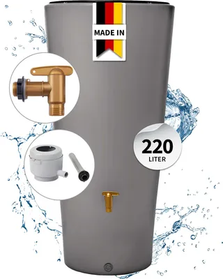 Produktbild von 4rain VASO 2in1 Regenspeicher 220 Liter zinkgrau inkl. Kunststoff-Auslaufhahn und Fallrohranschluss