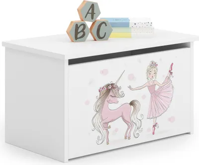 Obrázek produktu pro raumhirsch, dětská krabička na hračky DARIA, baletka, krabička na hračky ve tvaru jednorožce, úložný box s lavičkou, úložná truhla do dětského pokoje, bílá
