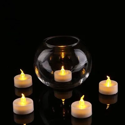 Productafbeelding van 10 LED-theelichthouders, warmgeel licht, 200 uur brandduur, batterijgevoede theelichthouders voor woonaccessoires