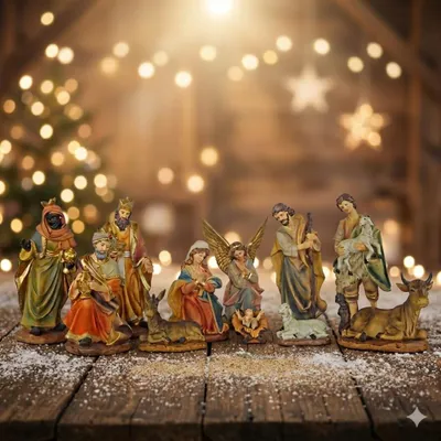 Image de Ensemble exclusif de figurines de crèche, modèle K 187 - Hauteur d'environ 30 cm - 12 pièces.