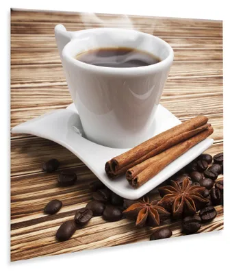 Produktbild von Glasbild Coffee 30x30 cm Glas Wandbild Kaffee Küche Kaffeebohnen Modern Dekoration Wohnzimmer Esszimmer Café Restaurant Büro Geschenk Stil