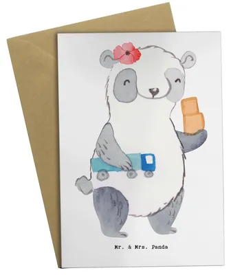 Produktbild von Mr. & Mrs. Panda Grußkarte Berufskraftfahrerin Herz - Weiß - Geschenk, weihnachtskarten, babykarte, osterkarte, einladungskarten, Grußkarten, hochzeitskarten