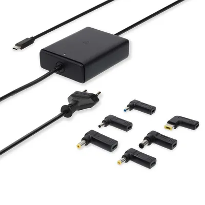 Image de Adaptateur pour ordinateur portable | GaN | 65 W | 5/9/12/15/20 V CC | 2,4 / 3,0 / 3,25 A |  pour : ordinateur portable/smartphone/tablette | Euro / Type-C (CEE 7/16)