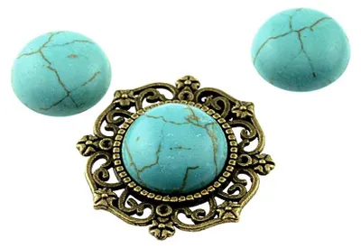 Produktbild von Vintageparts 4 Türkis-Cabochons, 14 mm, Halbedelstein