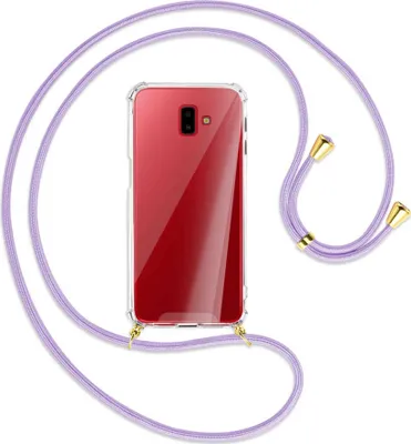 Produktbild von Handykette Backcover-Schutzhülle mit Band (Metall goldfarben) für Samsung Galaxy J6 Plus - violett