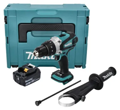 Image de Makita DHP 458 M1J Perceuse-visseuse à percussion sans fil 18 V 91 Nm + 1x batterie 4,0 Ah + Makpac - sans chargeur
