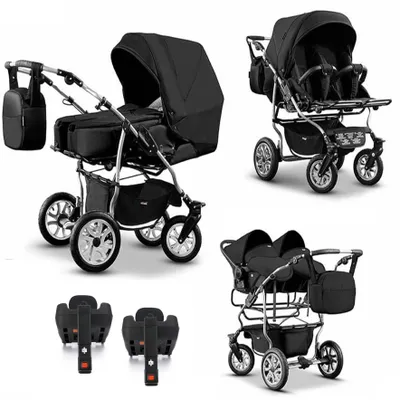 Produktbild von Zwillingskinderwagen 5 in 1 City Twin inkl. Autositze - 16 Teile -  in 19 Farben