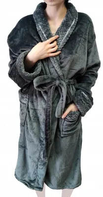 Produktbild von Bademäntel Damen Herren Uni - Reisebademantel Morgenmantel Saunamantel Morgenmantel flauschiger Saunamantel, Grau, S/M