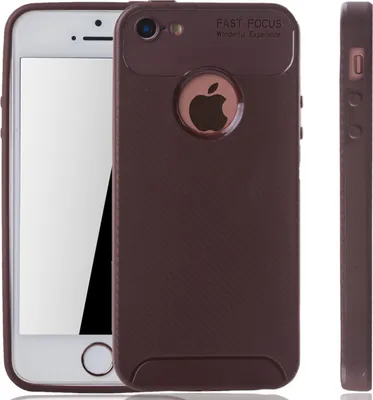 Produktbild von Apple iPhone 5 / 5s / SE Handyhülle Schutzcase Carbon Optik Bumper Braun