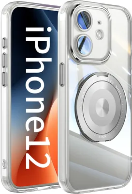 Produktbild von Handyhülle für iPhone 12 Transparent Militärschutz mit Magnetring Ständer und Kameraabdeckung Weiß