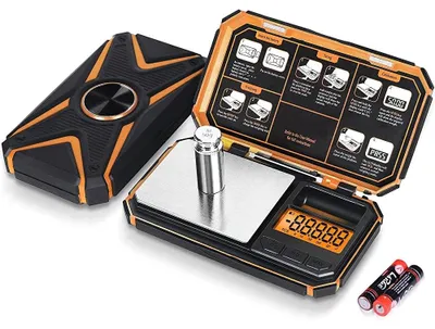 Produktbild von Präzisionswaage, 200 g x 0,01 g, numerische Lebensmittelwaage mit LCD-Bildschirm, 6 Umrechnungseinheiten auf Knopfdruck, Mini-Wasserwaage/Kräuterwaage/Monnaiestück (inkl. Batterie)