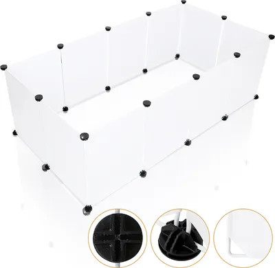 Immagine prodotto di Jiubiaz piccola gabbia per animali recinto all'aperto 145x75x45cm fai da te bianco coniglio correre cucciolo correre playpen animale playpen