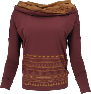 Produktbild von Lockeres Longshirt aus Baumwolle, Boho Shirt Schalkapuze - Rumrasin, Damen, Braun, Elasthan,Baumwolle(Bio), Größe: M