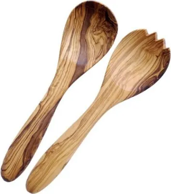 Produktbild von 2 TLG. Salatbesteck Simple Olivenholz, 30 cm, von KeboLiv