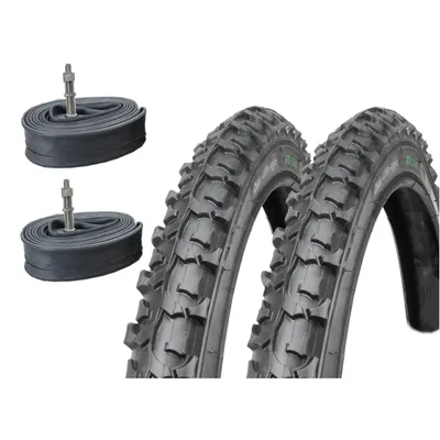 Produktbild von 2 Stück Little Aggro 50-507 Mountainbike Reifen Fahrradreifen 24 Zoll 24x1.95 mit 2x Schläuche Dunlop