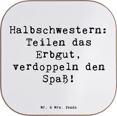 Produktbild von Mr. & Mrs. Panda Personalisierter Bierdeckel Halbschwester Freude - Weiß - Geschenk, untersetzer bedruckt, einzigartige Designs, Handarbeit, PErsonalisierte