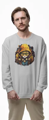 Produktbild von D&B Design Uni Pullover SWCAT00005 Cat HellGrau-Größe 2XL