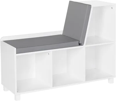 Productafbeelding van Opbergbank Hout - Kinderbank Zitje - Speelkamer Opruimen - Met Opbergvakken - 89 cm Breed - Wit